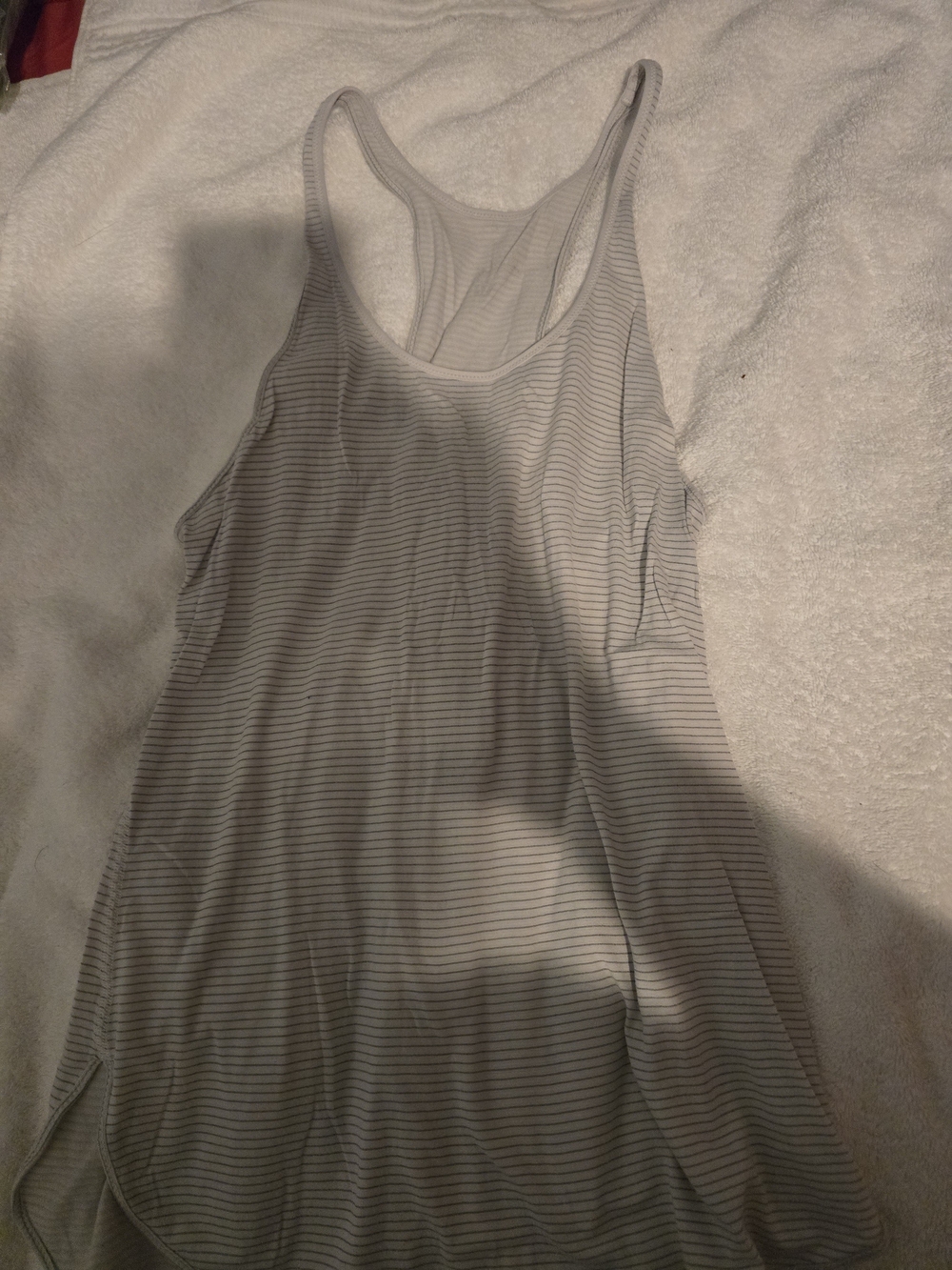 Lululemon Women’s Striped Racerback Tank Top - White and Light Gray Size 4
